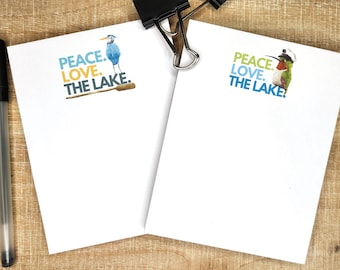 Peace, Love, The Lake: Notepad| Lake Lover Gift| Lake Life| Lake House Decor| Lake Housewarming Gift| Sugarcane Paper