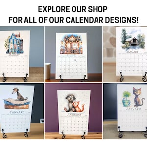 Whimsical Paris Streets Mini Desk Calendar| Mini Desk Calendar| Watercolor Style Calendar| 4"x6" Recycled Paper Calendar| image 5