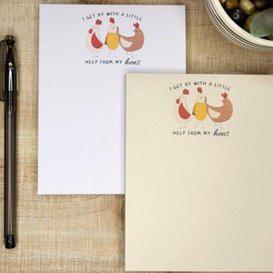 I Get By With A Little Help From My Hens: Notepad| Chicken Humor| Gifts for Her| Chicken Lover| Girlfriends Gift| Sugarcane Paper