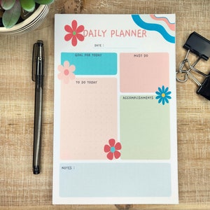 Agenda quotidien : bloc-notes| Style rétro| À faire au quotidien| Agenda quotidien| Productivité des blocs de couleur| Papier de canne à sucre