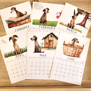Dog Mini Desk Calendar| Watercolor Style Dog Calendar| 4"x6" Recycled Paper Calendar| Dog Lover Gifts image 2