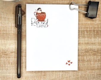 Rise and Grind: Notepad| Coffee Lover Notepad| Cute Notepad| Valentine's Day| Gifts For Her