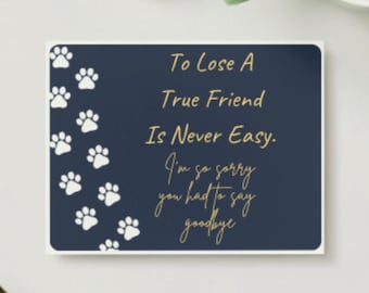 Carte de sympathie pour animal de compagnie - Cadeau commémoratif pour la perte d'un chien et d'un chat