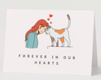 Carte de sympathie pour chat - Pour toujours dans nos coeurs, cadeau de la perte d'un chat
