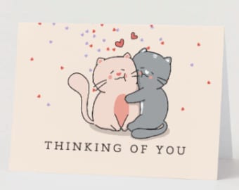 Carte Thinking of you - carte de voeux avec des chats, jolie carte avec des chats, carte pour amoureux des chats, carte de sympathie chat, cadeau de perte de chat, carte chat, maman chat
