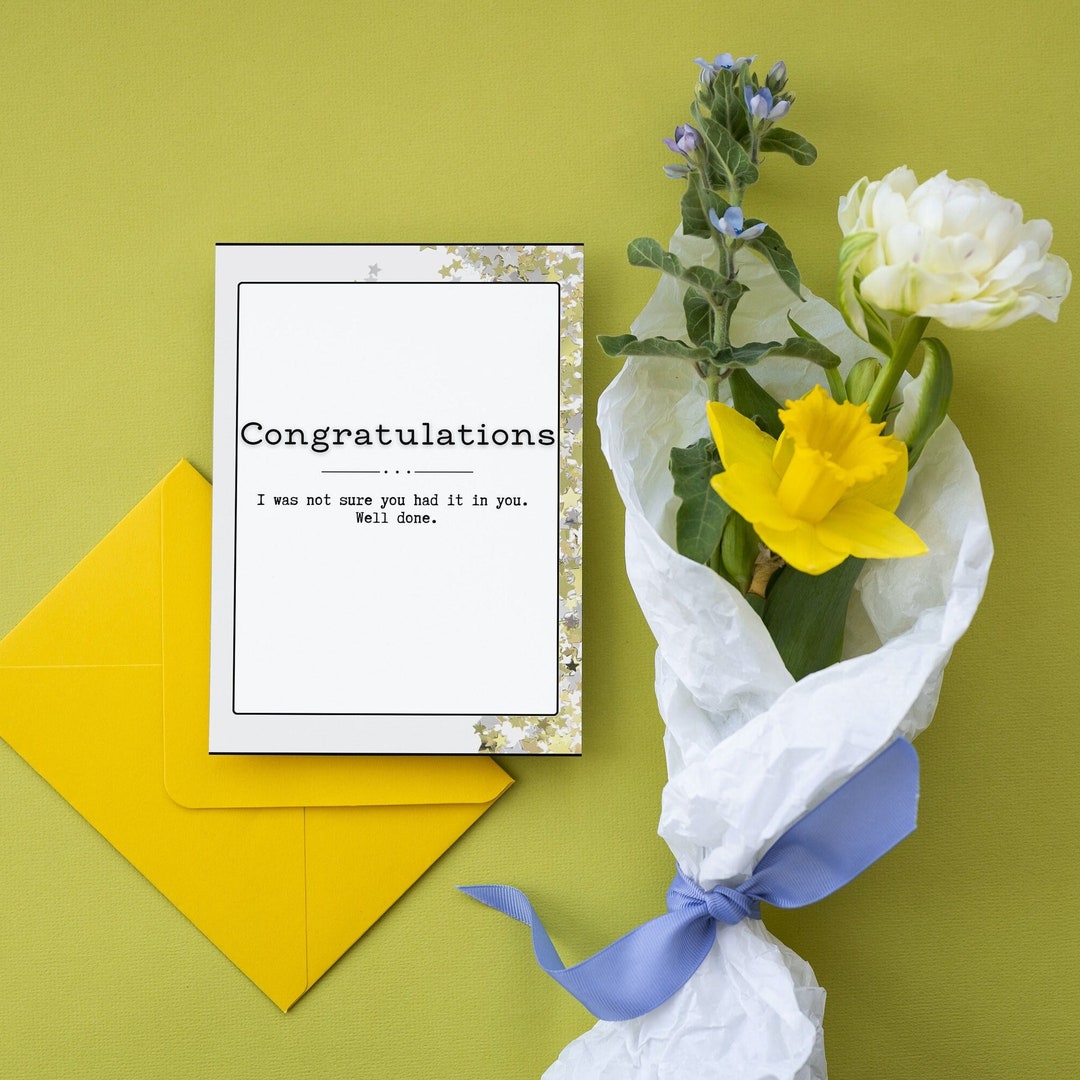 Sarcastic Printable Congratulations Card Funny Gift for Etsy