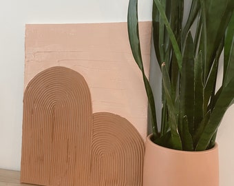 Minimalist textured plaster art | home decor | midcentury modern | plaster