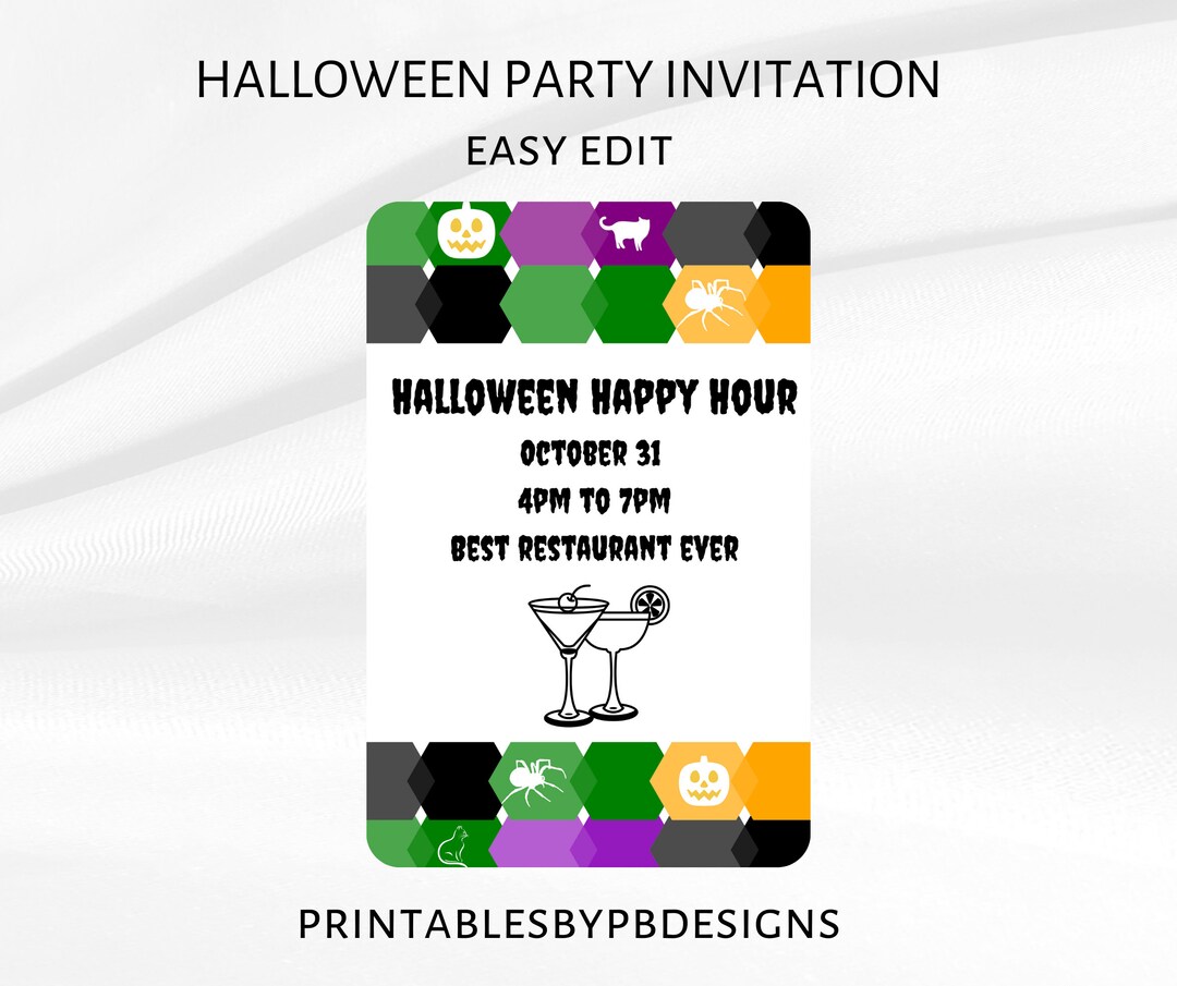 Editable Halloween Birthday Party Invitation Template Easy to Etsy