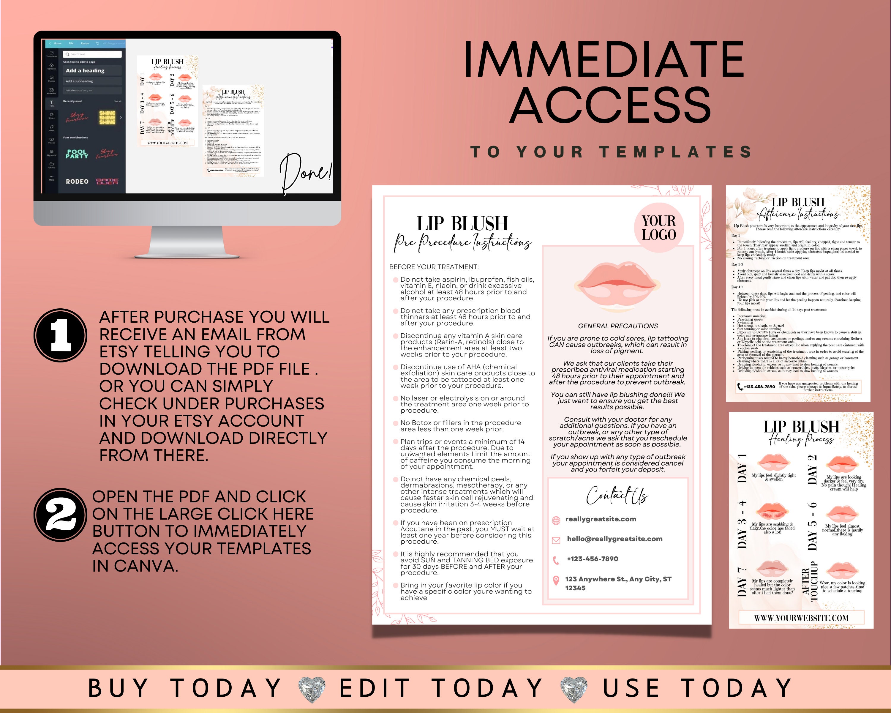 LIP BLUSHING Aftercare & Pre Procedure Care Combination, Lip Tattoo