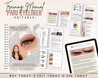 PMU Eyeliner Training Manual, Classic Liner, Shading Liner, Smokey Liner, Bottom Liner, Permanent Makeup Guide, Edit in Canva