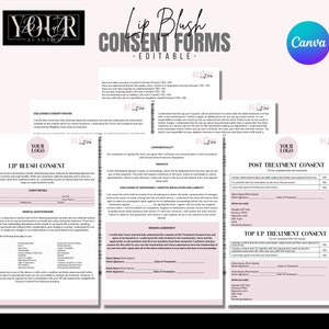 Lip Blush Consent Forms: Editable Client Intake (Canva Template)