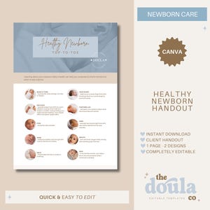 Newborn Baby Health Handout, Newborn Care Doula Client Handout, Postpartum Doula Resources, Doula Client Handouts, Doula Business Forms
