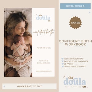 Confident Birth Workbook: Doula Client Course, Childbirth Education (PDF & Canva)