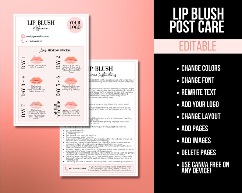 Lip Blushing Aftercare Pre Procedure Care Combo, Lip Liner Tattoo ...