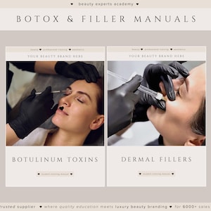Utbildningsmanualer för botulinumtoxiner och fillers | Kompletta steg-för-steg-matchningsguider (redigera i Canva)