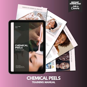 Editable Chemical Peels Training Manual: Medspa Student Workbook (Canva Template)