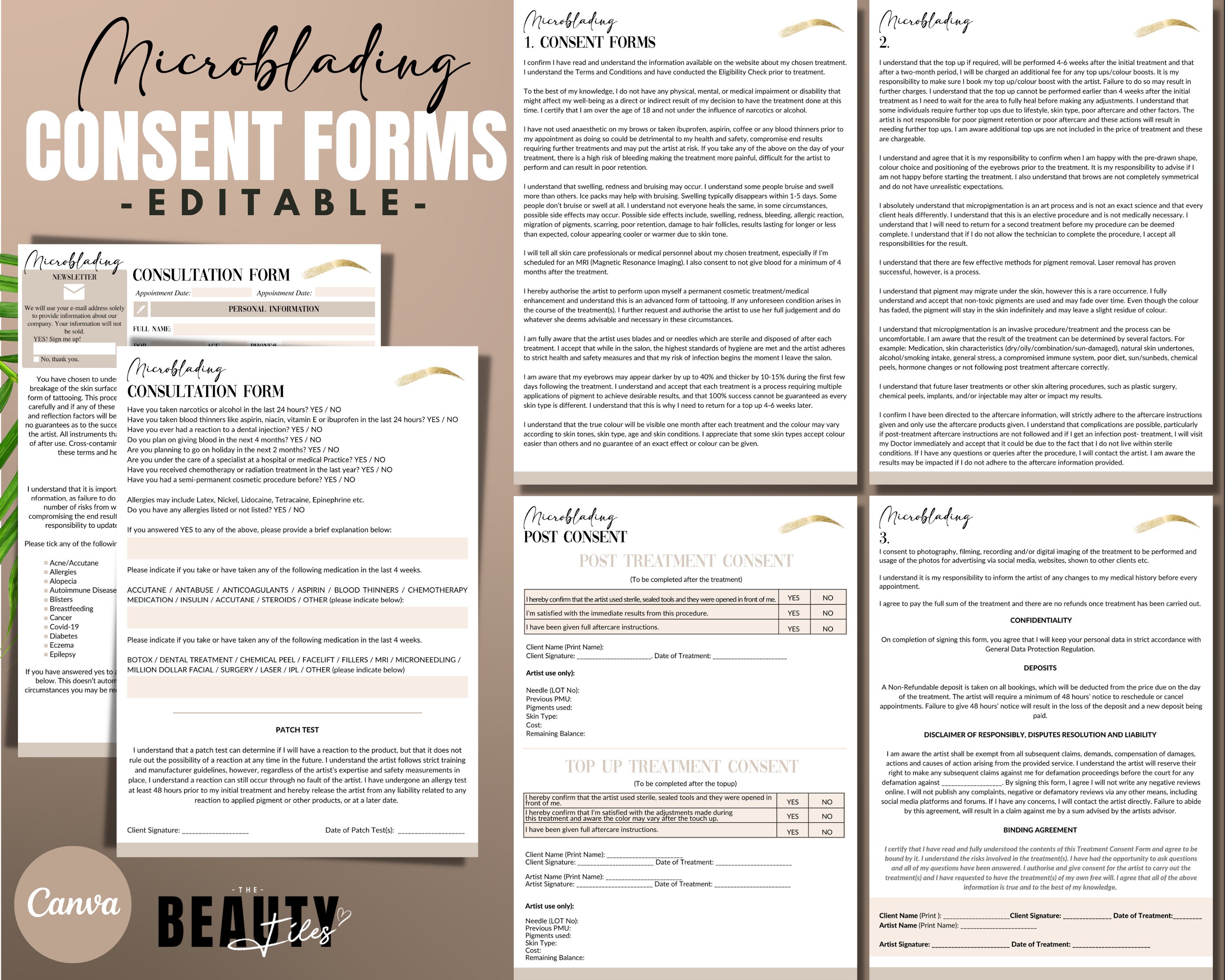 PMU Microshading Consent Forms Microblading Forms PMU Brows - Etsy
