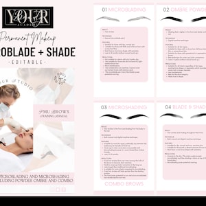 Editable Microblading & Shading Training Manual: PMU Brow Tattoo (Canva Template)