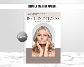 Botox Training Manual, Complete Guide, Neurotoxins Training Guide, Botulinum Toxins Course, Step by Step, Edit in Canva