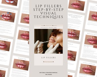 Lip Filler Training Manual | Russian Lips Injection Techniques (Editable Canva)