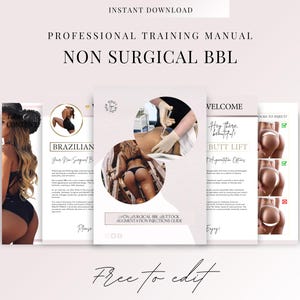 Non Surgical BBL Training Manual: Injectable Buttock Filler Editable Canva Study Guide