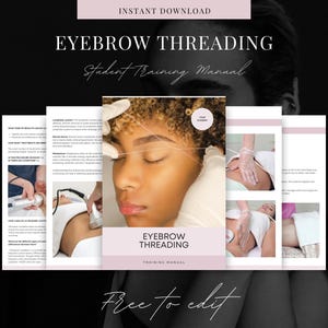 Trainingshandleiding wenkbrauwen epileren: bewerkbare canva-sjabloon wenkbrauwen threaden