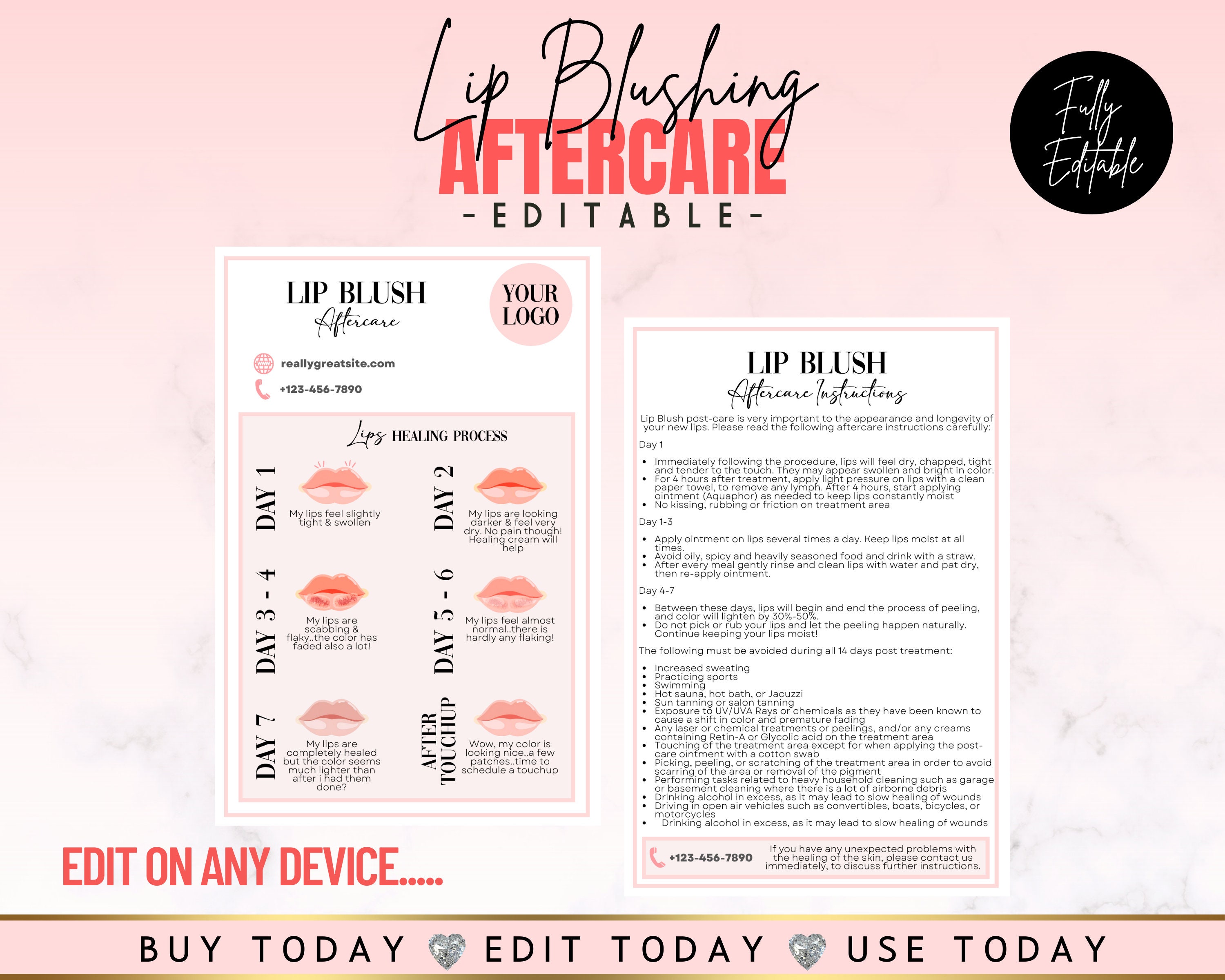 Lip Blushing Aftercare Pre Procedure Care Combo, Lip Liner Tattoo ...