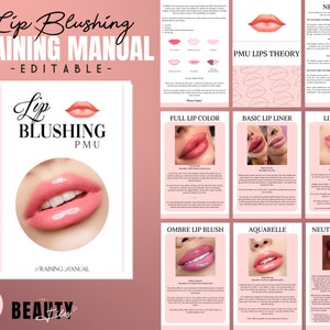 Lip Blush Training Manual, Lip Tattoo Training Guide, Lip Blushing, PMU Student, Micropigmentation Training Guide, Edit Canva | Peach