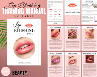 PMU Lips Training Manual, Lip Tattoo Training Guide, Lip Blushing, PMU Student, Micropigmentation Training Guide, Edit Canva | Peach