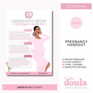 Editable Pregnancy Trimester Guide: Doula Client Handout (PDF Download)