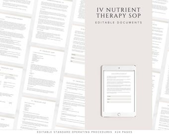 IV Therapy SOP Manual: Standard Operating Procedres, Hydration Clinic Guidelines - Editable Canva Template