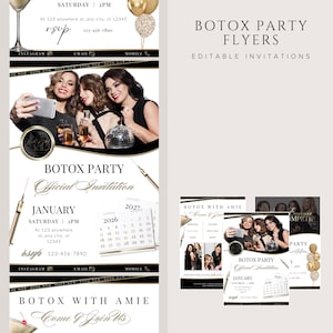 Botox Party Flyers, Editable Invitation Template (Digital Download)