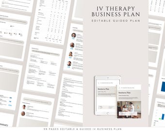 IV Hydration Clinic Guided Business Plan Template: Medspa, Nutrient Therapy (Canva Editable, Digital Download)