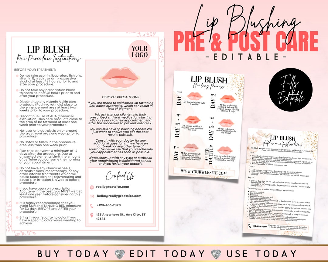 LIP BLUSHING Aftercare & Pre Procedure Care Combination, Lip Tattoo