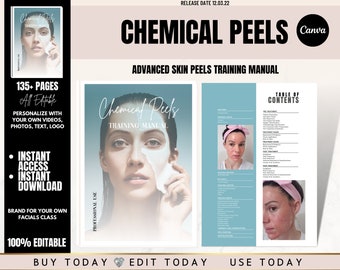 Chemical Peels Training Manual, Editable, Chemical Peels Guide, Online Course, Student Workbook, Medspa, Advanced Facials, Edit in Canva