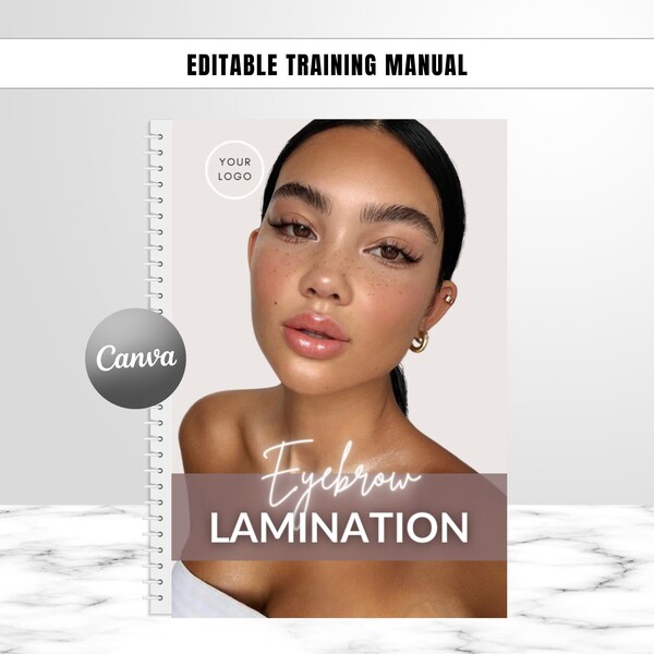 Manuel de formation à la plastification des sourcils, tutoriel, cours de formation sur les sourcils, conception de sourcils, étape par étape, étudiant, tuteur, éducateur, modifier dans Canva