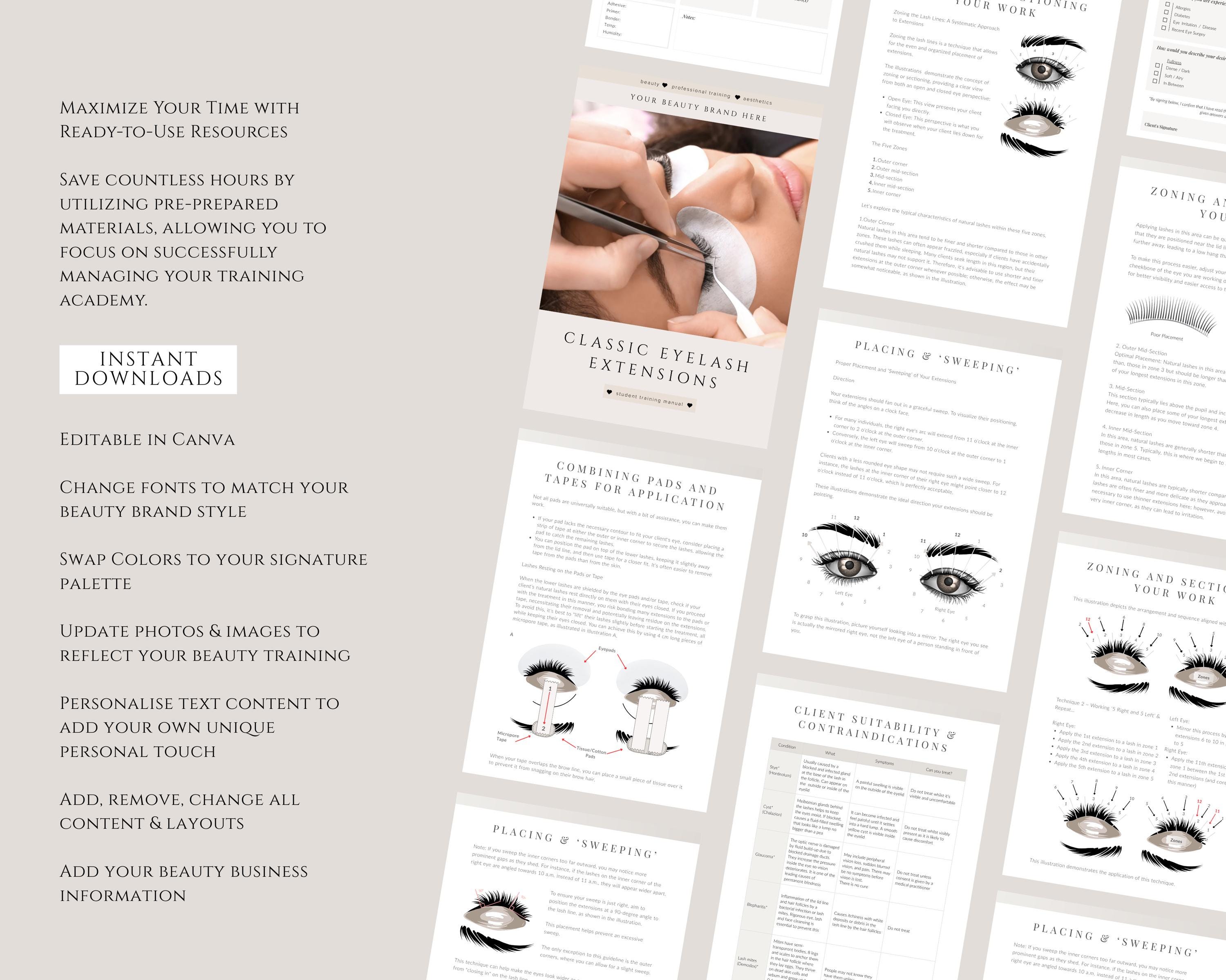 Classic Eyelash Extensions Students Lash Training Manual (editable ...