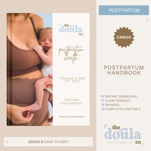 Postpartum Doula Client Handbook, Birth Doula Forms, Editable Doula Handout, Doula Client Workbook, Childbirth Education, Edit in Canva