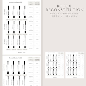 Botox Reconstitution Cheat Sheets: Neurotoxin Mixing Guide (Edit in Canva)