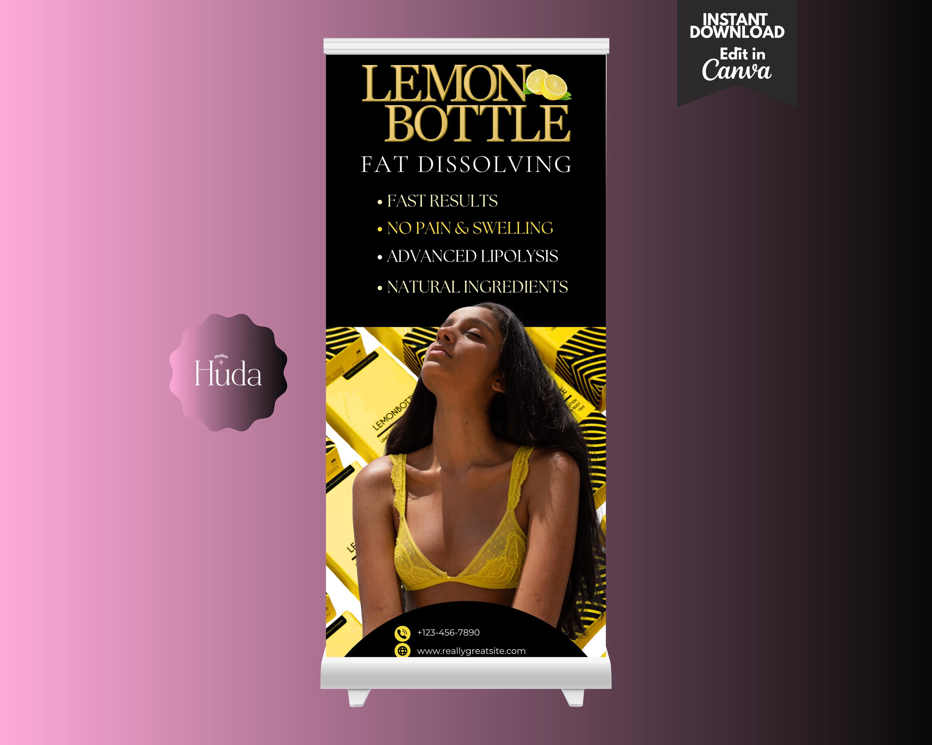 Lemonbottle Retractable Banner Template: Editable Marketing Design (Canva)