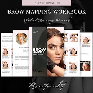 Manual de capacitación para el diseño de cejas: Curso editable de diseño de cejas (plantilla de Canva)