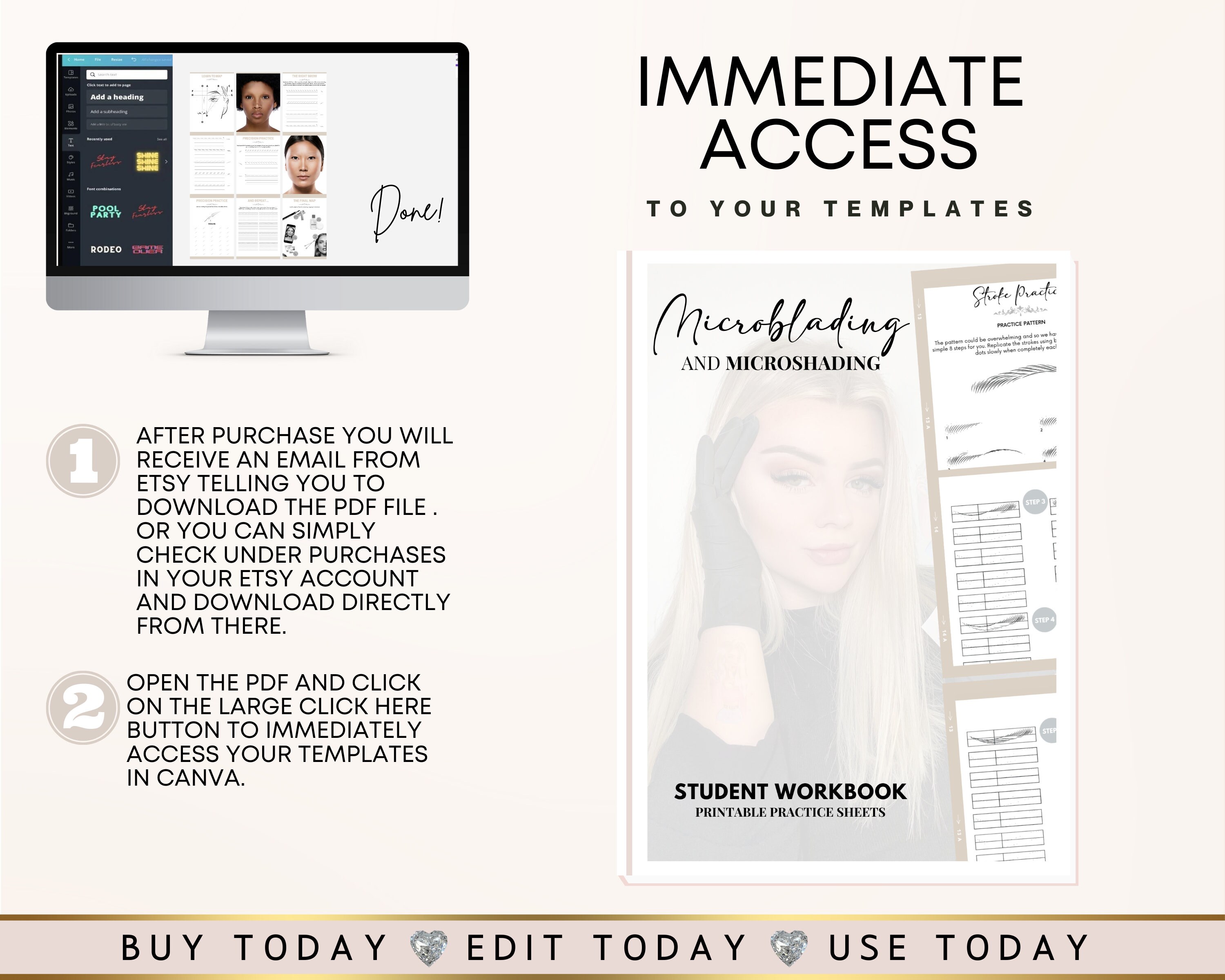 Editable Microblading Student Practice Booklet Template Hair - Etsy