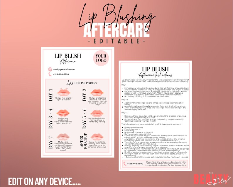 Lip Blushing Aftercare Pre Procedure Care Combo Lip Liner Etsy
