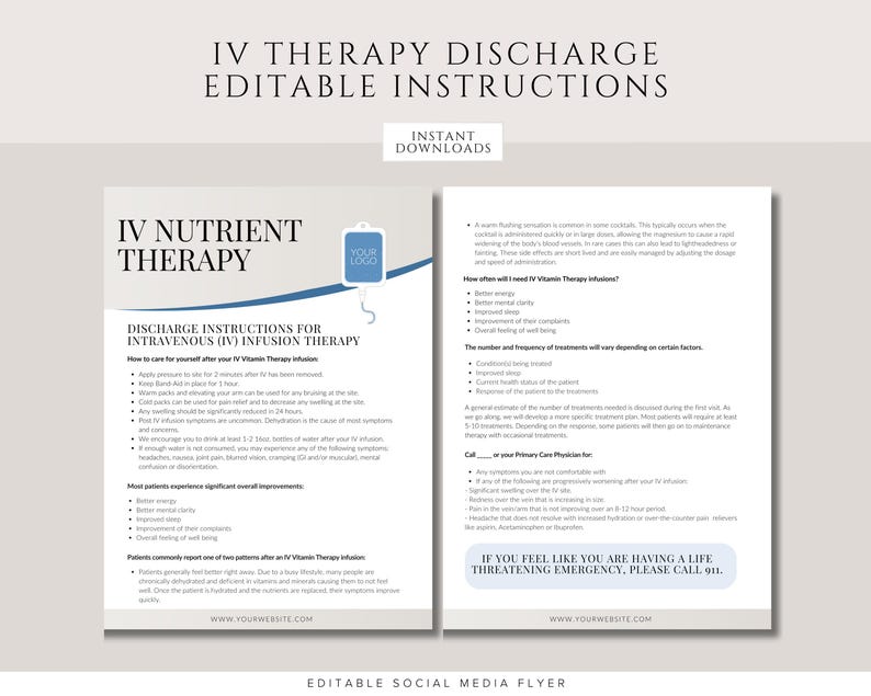 IV Vitamin Therapy Flyer Template: Intravenous Nutrients or Hydration Clinic Marketing (Edit in Canva)