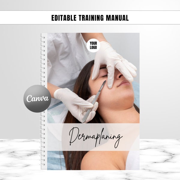 Dermaplaning Training Manual, Editable Training Guide, Dermaplaning Facial, Peach Fuzz Removal, Students, Tutors, Edit in Canva