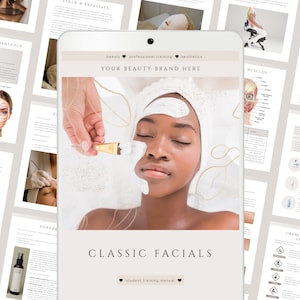 Manuel de formation sur les soins du visage classiques : guide de formation modifiable sur les soins de la peau, à modifier sur Canva