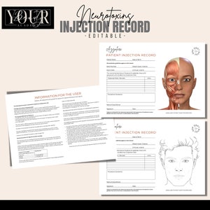 Karta pacjenta Botox, Karty klienta toksyny botulinowej, Dokumenty Medspa, Estetyka kosmetyczna, Pliki Botox, Edytuj w Canva