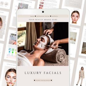 Manuel de formation sur les soins du visage de luxe : guide de formation modifiable sur les soins de la peau, à modifier sur Canva