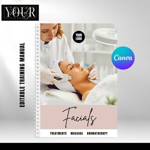 Facials Training Manual, Editable Training Guide, Skin Care, Facial Massage, Facial Treatments, Students, Tutors, Edit in Canva