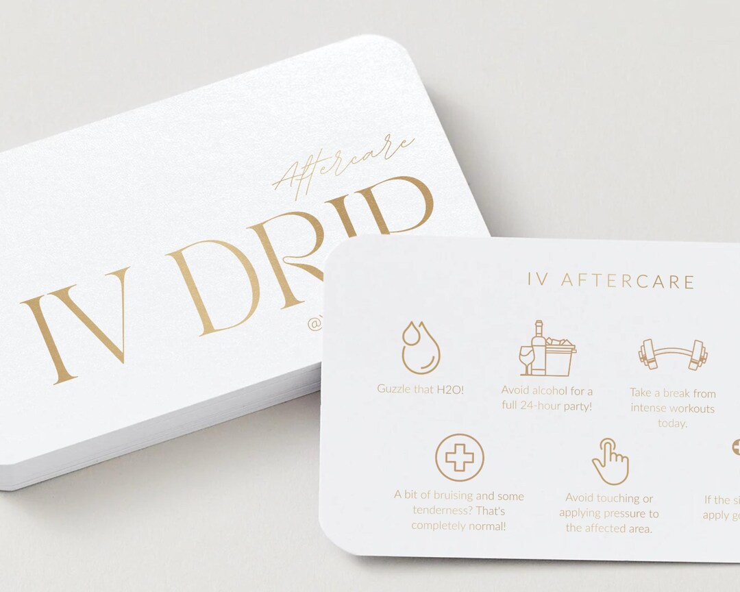 Iv Tech Card IV Drip Aftercare Card Template, IV Therapy Clinic Post Care ...